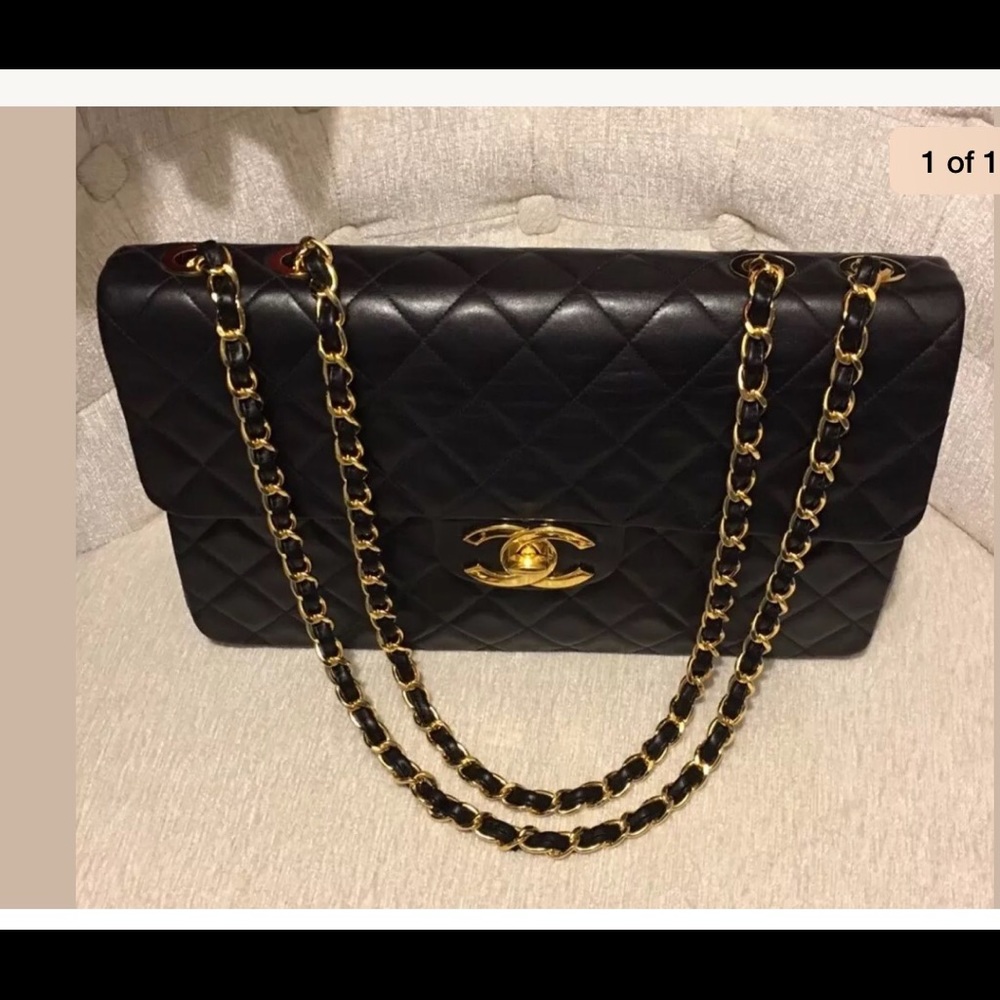 Authentic Vintage Chanel Jumbo XL lambskin 24k GH
